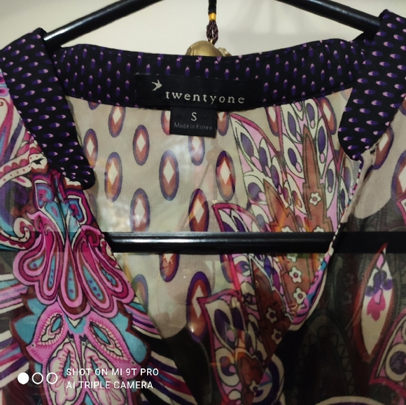 Twenty One Boho Style sheer black & purple blouse 👚 (Small) 💜💗🖤🤎🤍 - Picture 9 of 16